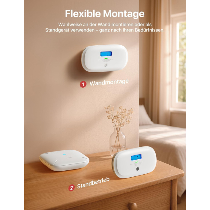 X-Sense Детектор чадного газу з цифровим дисплеєм, сертифікат TÜV Rheinland, з базовою станцією SBS50, керування через додаток, XC0C-MR11, 1 шт.