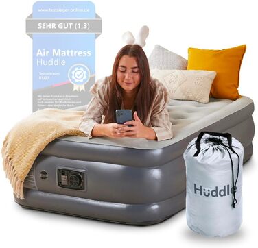 Надувне ліжко Huddle Lite з інтегрованим насосом – зручна повітряна матрац для кемпінгу, гостей та запасних кімнат (одинарне, двоспальне, king-size)