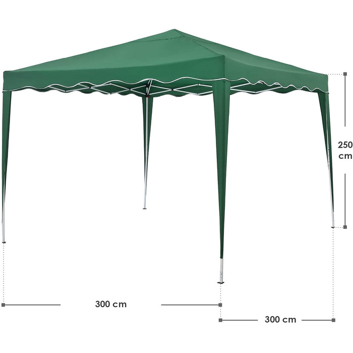 Намет Juskys Canopy Vivara 3x3 м - Висувна альтанка з регулюванням висоти, UV50 та водовідштовхувальні властивості - Садовий намет з сумкою - шатро для саду - Зелений