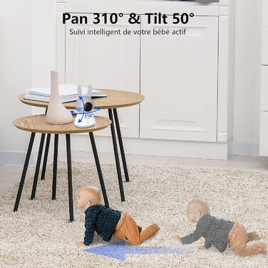 Відеоняня Wansview з камерою 1080P, Wi-Fi 2.4/5 GHz, нічна зйомка, датчик руху/звуку, двосторонній зв'язок, відстеження, контроль температури