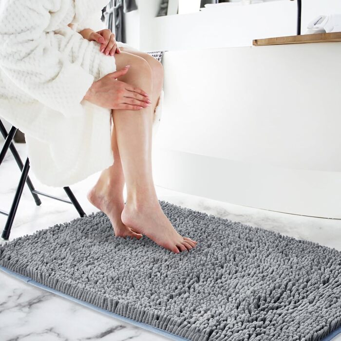 Комплект килимків для ванної кімнати Digiroot (2 шт.) - неслизькі, швидковисихаючі, поглинаючі, 40x60 см, 50x80 см, темно-сірий