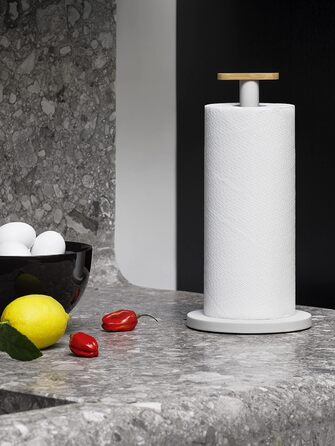 Тримач для паперових рушників Alessi Mattina BG05 R, сталь з епоксидним покриттям та бамбукова ручка, теплий сірий