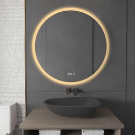 Дзеркало для ванної кімнати Furduzz LED з підсвічуванням, 700 мм, сенсорне керування, диммування, 3 кольори, проти запотівання, пам'ять, 70x70 см