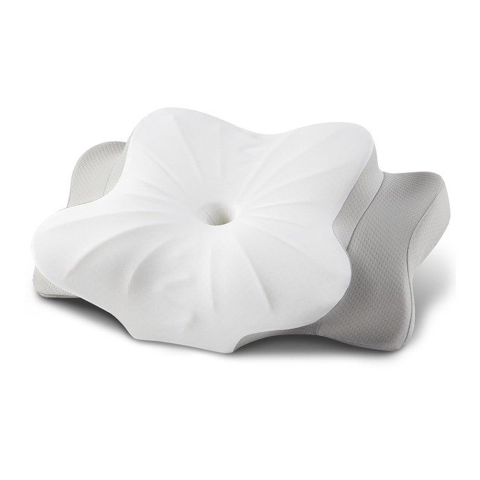 Подушка з піною з пам'яті DONAMA: ергономічна подушка для шиї, для сну на боці, спині та животі (сіро-біла, 63 x 38 x 14 см)