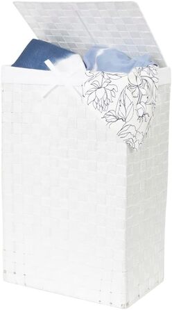 Кошик для білизни RAN6891 Stan з кришкою, ручками, плетіння з металевим каркасом, знімний вкладиш з льону, 30 x 30 x 50 см, Коричневий