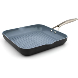 GreenPan Paris: квадратна сковорода-гриль з керамічним покриттям, 27.9 см, сіра