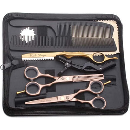 Набір професійних перукарських ножиць для жінок і чоловіків 5,5 Purple Dragon Hair Scissors (рожеве золото)