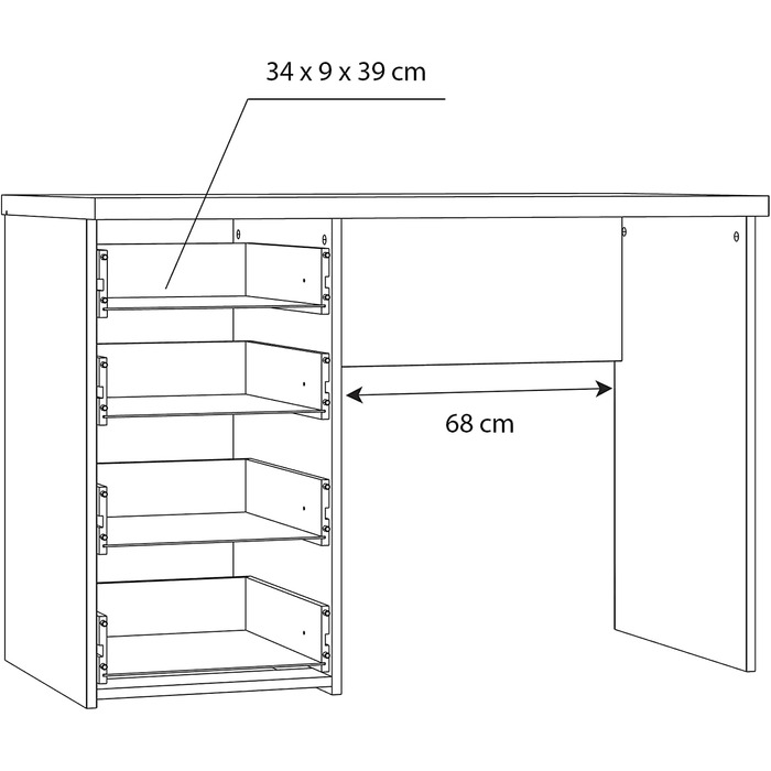 Письмовий стіл FORTE Net 106, 4 шухляди, інженерна деревина, 110x76,5x60 см (60x110x76,5 см, декор дуб пісочний)