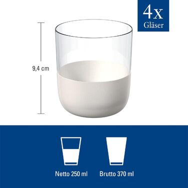 Набір склянок для віскі Villeroy & Boch Manufacture Rock Blanc (4 шт.), кришталеве скло, ручна робота, білий колір