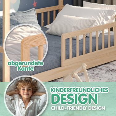 CADANI Мальте: ліжко-будинок для дітей 120x200 см, біле, Montessori, з бортиками, трансформується, з ламелями, до 200 кг