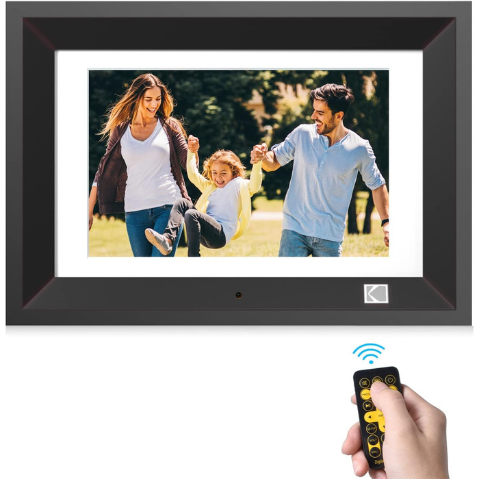 Цифровий фоторамка Kodak 10 дюймів з акумулятором, Wi-Fi, 32 ГБ, HD IPS сенсорний екран, фото/відео/музика, керування через додаток (Чорний)
