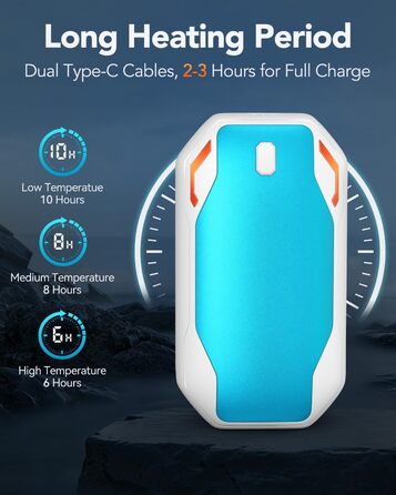 Електричні грілки для рук PHEJIE 2 шт. з 3 режимами нагріву, портативні, для активного відпочинку, кемпінгу, гольфу, подарунок для жінок та чоловіків (синьо-білі)