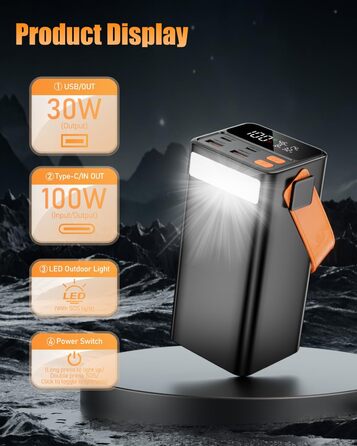 Power Bank 79800mAh Große Tragbares Laptop Powerbank 100W з LED дисплеєм та 4 виходами, для смартфонів, планшетів та ноутбуків