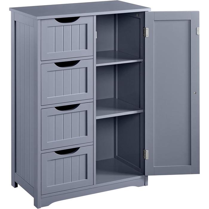 Шафа для ванної кімнати Yaheetech з 4 шухлядами та 2 дверцятами, підлогова шафа-комод для ванної, вітальні, коридору, кухні, білий, 81 x 30 x 83 см