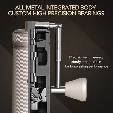 Ручна кавомолка TIMEMORE S3: керамічні жорна, регулювання помелу, корпус з нержавіючої сталі, для еспресо, моки, френч-пресу