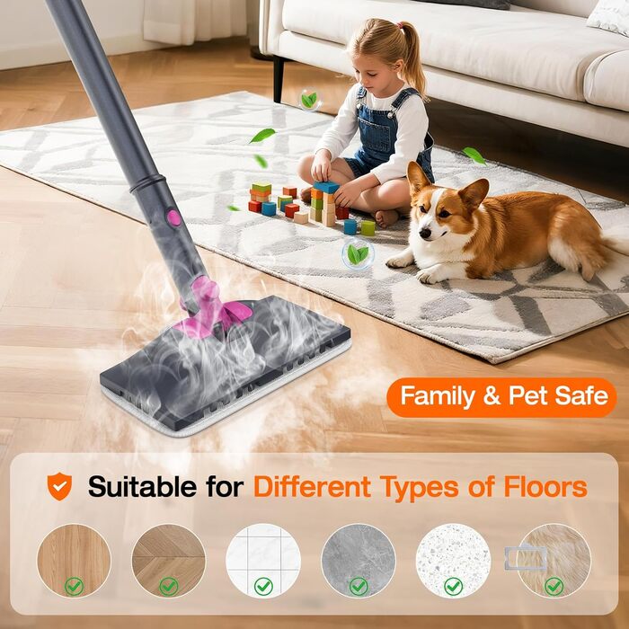 Пароочисник ScrubWiz 10-в-1: для кухні, підлоги, вікон, авто. Знімний ручний пароочисник, об'єм 320 мл, швидкий нагрів за 10 секунд, сріблясто-сірий колір