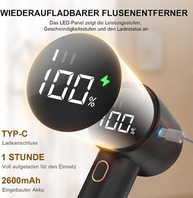 Електричний видалення ворсу для одягу з 6 лезами та LED-дисплеєм (Чорний)