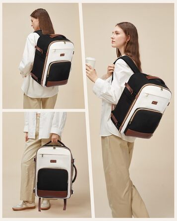 LOVEVOOK Рюкзак ручної поклажі, 40L, для подорожей та бізнесу, водонепроникний, 17.3 дюйми, для жінок, зелено-бежевий (40x20x25 см)