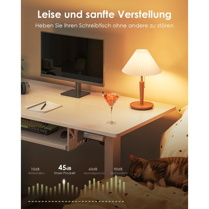 Електричний регульований стіл OffiGo 100x50 см з підставкою для клавіатури, 3 функції пам'яті, білий | Стіл для роботи та навчання