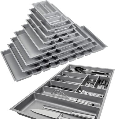 Лоток для столових приборів ORGA-BOX 3 473x691 мм сріблясто-сірий для шухляд 80 мм в кухнях Nobilia з 08.2012.