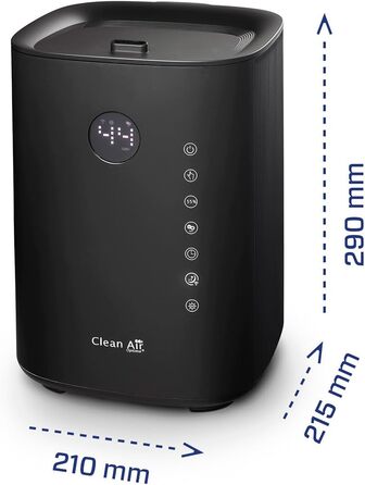 Ультразвуковий зволожувач повітря Clean Air Optima CA-605B з UVC-стерилізацією, іонізатором та аромадифузором, 480 мл/год, для приміщень до 65м², чорний