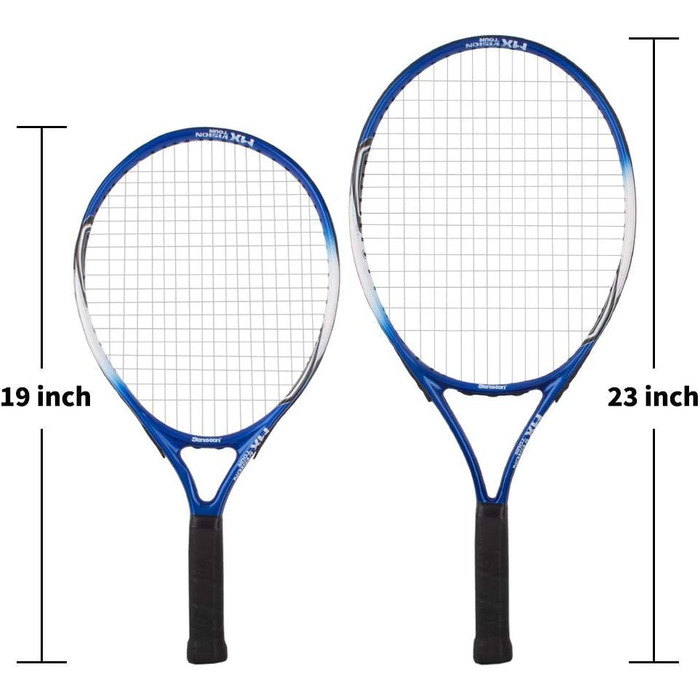 Тенісна ракетка Senston 19/23/25 комплект тенісних ракеток цільного дизайну з тенісною сумкою, накладкою, демпфером вібрації Blue 23 дюйма