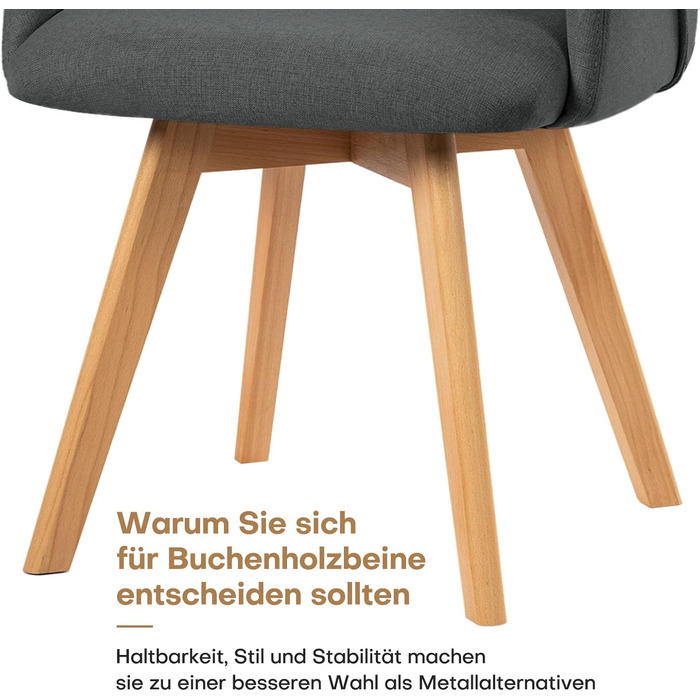 Обідні крісла Bekrvio (2 шт.) - обертаються, з підлокітниками, жовті, сірі, дерев'яні