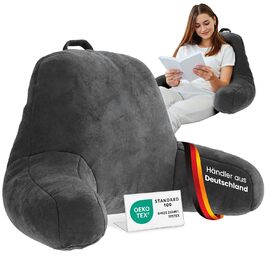 Подушка для спини та читання ELONEO з підлокітниками для ліжка та дивана, ортопедична підтримка спини, голови та шиї, 76 × 46 × 40 см