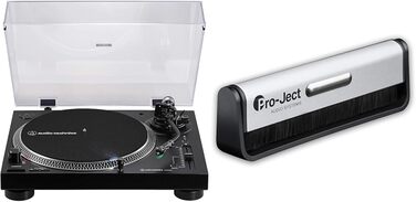 Програвач вінілу Audio-Technica LP120XUSB-BK з прямим приводом, USB, Bluetooth, чорний, комплект з очищувачем для платівок