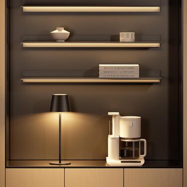 LED настільна лампа K-Bright з регулюванням яскравості, акумуляторна, бездротова, 36.5 см, тепле світло 2700K, USB-C, IP54, пісочний колір (чорний)