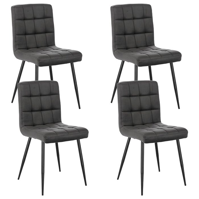 Крісла їдальні Lestarain, комплект з 6 шт. для кухні, вітальні, оббивка з велюру, металеві ніжки, темно-сірий (86x49x42 см)