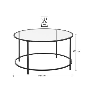 Круглий журнальний столик з металевою основою - чорний