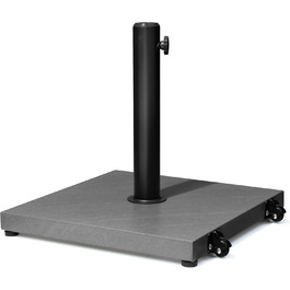 Підставка для парасольки на терасу, 18,1 кг, міцна квадратна підставка з бетону, ринкова підставка з тикового дерева (з колесами), сіра