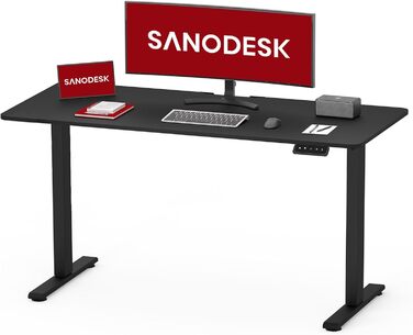 Регульований стіл Sanodesk 110x60 см з суцільною стільницею – компактний стоячий стіл, ергономічний та стильний, білий