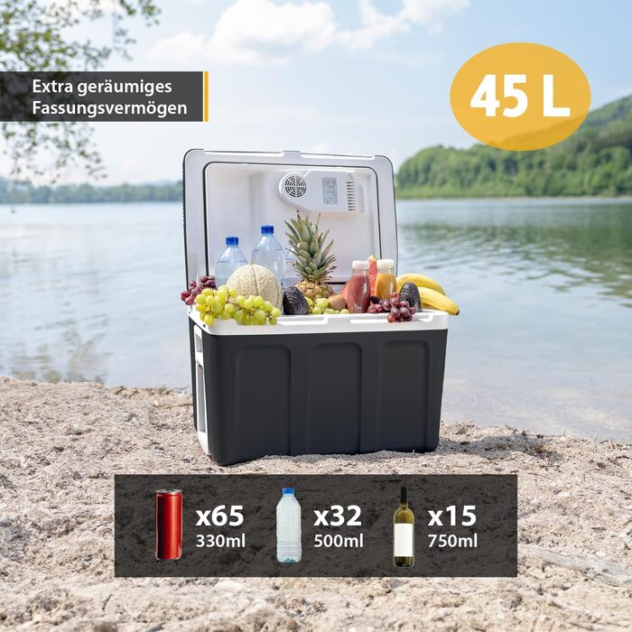 Автомобільний холодильник/термос First Austria 45L (12/230V), чорний - для кемпінгу, подорожей, фестивалів. З колесами.