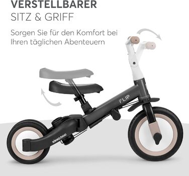 Триколісний велосипед KikkaBoo FLIP 5-в-1, з штовхальною ручкою, від 1 року до 5 років, армійсько-зелений