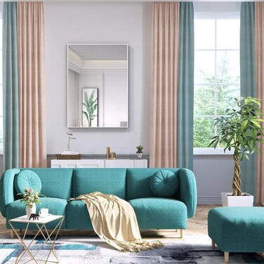 Дзеркало для ванної кімнати WONSTART 81.3 x 61 см біле з алюмінієвою рамою, для монтажу над умивальником, сучасний дизайн, підходить для ванної, спальні, передпокою