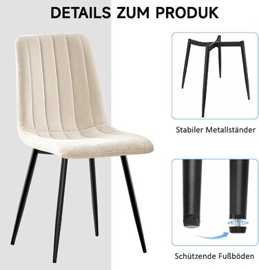 Набір обідніх стільців для вітальні/кухні, тканина льон, м'які стільці на металевих ніжках, колір хакі (8, бежеві вертикальні смуги)