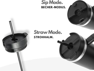 Термокружка Milu 1200 мл з трубочкою та ручкою – термокружка для подарунку на Великдень, День батька, День матері | Подарунок для мами, тата, друзів, бабусі та дідуся | Чорний колір