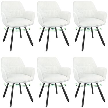 Набір обідніх крісел 6 шт., поворотні, з підлокітниками, 360°, м'які, оксамитові, для вітальні, кухні, робочого кабінету, спальні (бежевий)