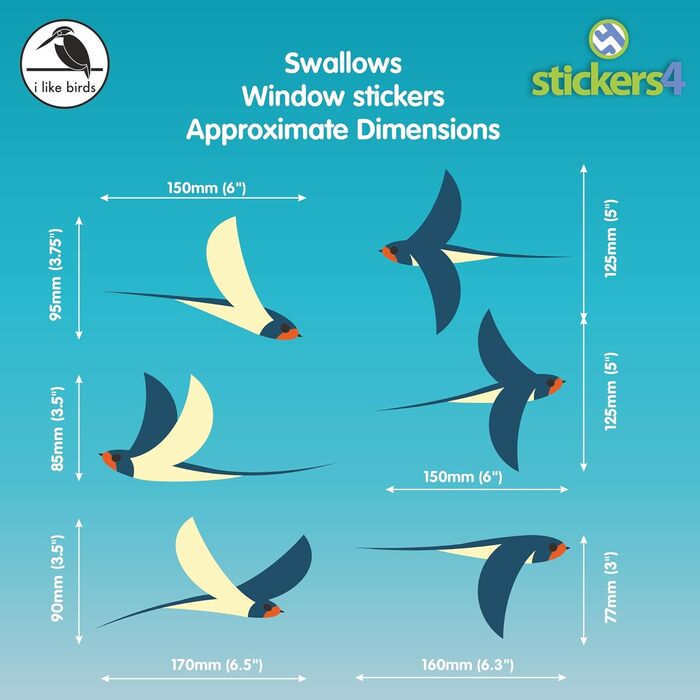Наклейок на вікна Ластівки для захисту від ударів птахів, 6