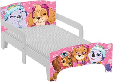 Ліжко дитяче Leomark Paw Patrol Smart - дерев'яне, 70x140 см, з текстильними ящиками, білий/рожевий колір