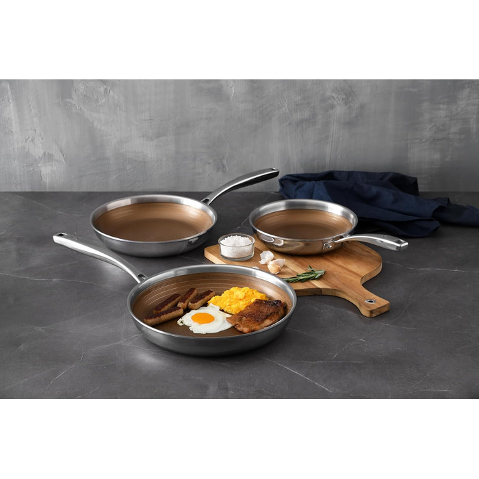 Набір сковорідок MasterPRO GIRO (20+28 см) з антипригарним покриттям ILAG, 3-шаровий, індукційний, для духовки, без PFAS/PFOA/PTFE, з нержавіючою сталею