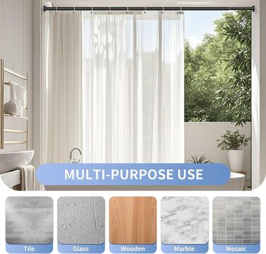 Штанга для душу, регульована, 86-167 см, нержавіюча сталь, без свердління, для ванної кімнати, чорна матова