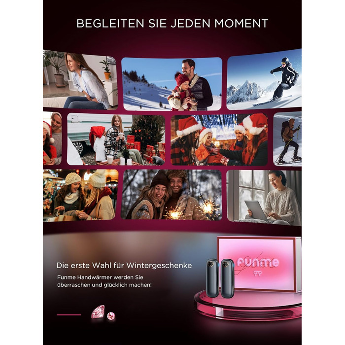 Електричні нагрівачі для рук Funme® 2 шт. 10000mAh Powerbank, USB, 60°C, для жінок, Outdoor, OT95 Waffengold