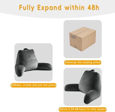 Подушка для читання Oaisz сірого кольору, велика