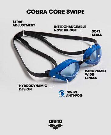 Плавальні окуляри ARENA унісекс Cobra Core Swipe (1 комплект) NS синьо-синьо-чорні