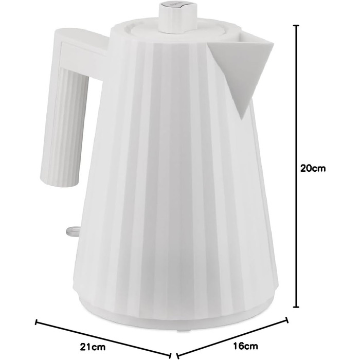 Електричний чайник Alessi Plissé MDL06/1WUK - 1 літр, білий, 2400W, з термопластичного матеріалу, штекер UK, 100 cl