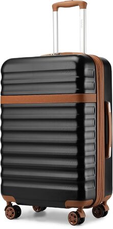 Чемодан-валіза KONO Mittelgroß (середній) з ABS+PC, 4 колеса, TSA-замок (чорний/коричневий, L, 65 см)