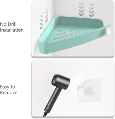 Набір з 4 полиці для душу Sotfamily без свердління, кутові (90°), пластикові, для шампуню та мила, турецький блакитний